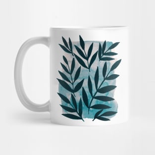 Black branches - blue and beige background Mug